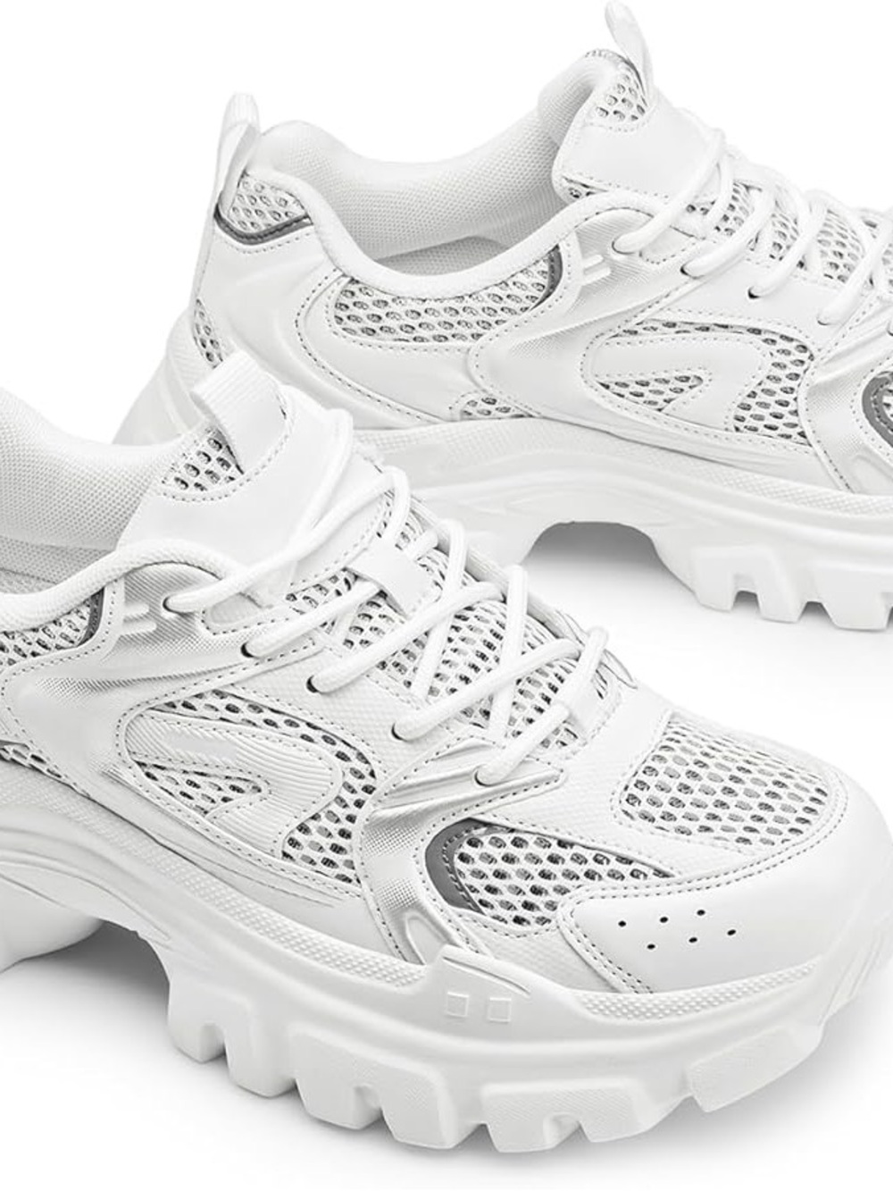 Dream Pairs White Chunky Mesh Sneakers for Women